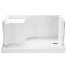 MTI Baths SB4832SEATWHRH - 4832 Acrylic Cxl Rh Drain Integral Seat/Tile Flange - White
