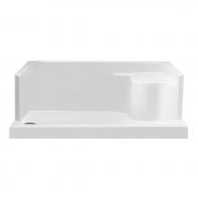 MTI Baths SB6032SEATWHRH - 6032 Acrylic Cxl Rh Drain Integral Seat/Tile Flange - White