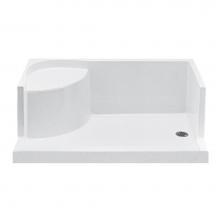 MTI Baths SB6036SEATBILH - 6036 Acrylic Cxl Lh Drain Integral Seat/Tile Flange - Biscuit