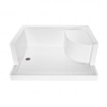 MTI Baths SB6048SEATWHRH - 6048 Acrylic Cxl Rh Drain Integral Seat/Tile Flange - White