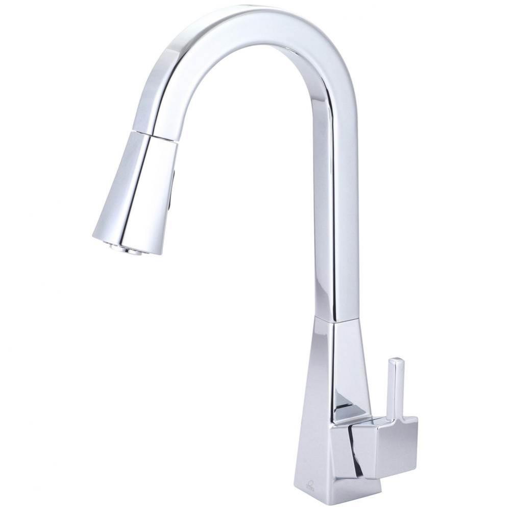 KITCHEN-1 OR 3 HOLE SINGLE LVR HDL GOOSENECK SPT W/PULL-DOWN SPRAY HEAD 3/8'' FLEX-CP