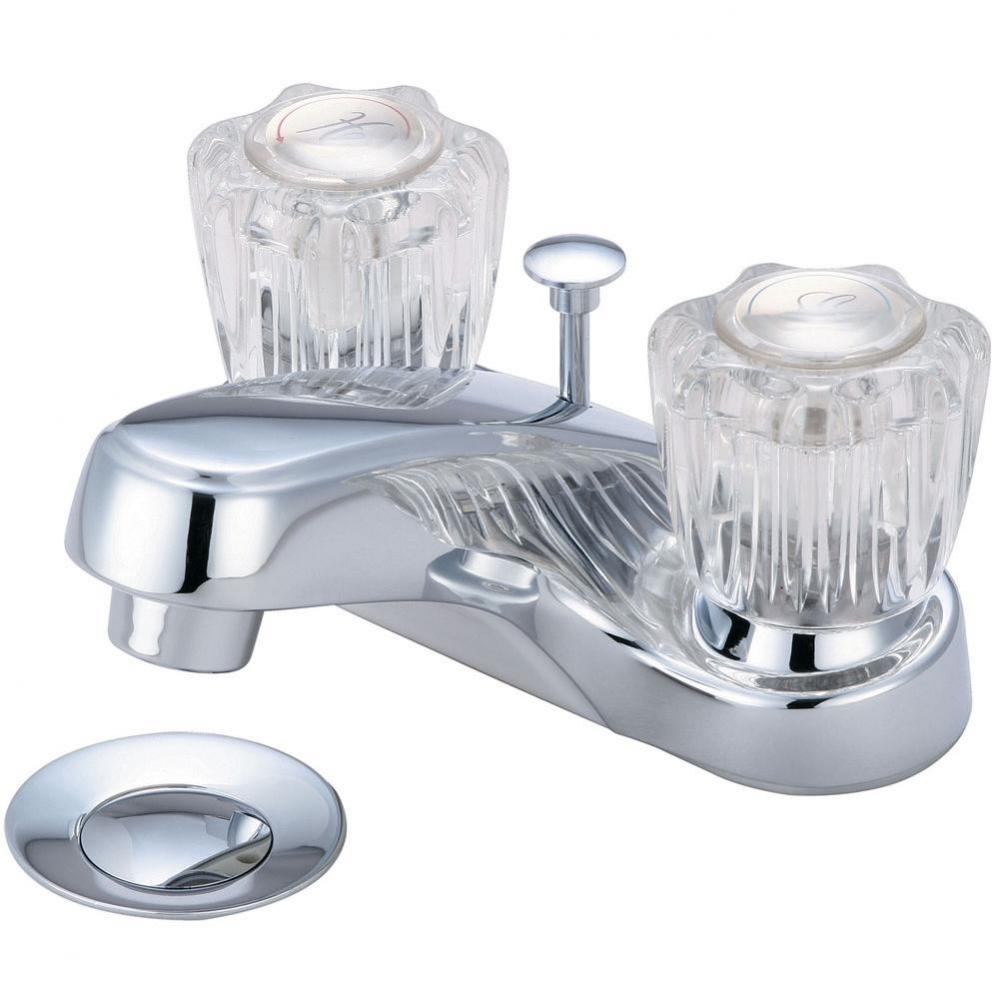 LAV-4'' TWO ACRYLIC HDL W/BRASS POP-UP DRAIN-CP