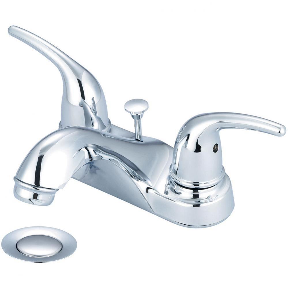 LAV-4'' TWO LVR HDL W/BRASS POP-UP DRAIN-CP