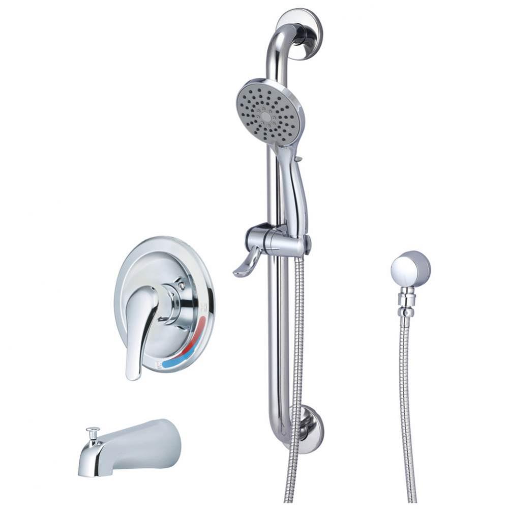 TUB TRIM SET-METAL LVR HDL COMBO DVR TUB SPT W/HANDHELD SET-CP