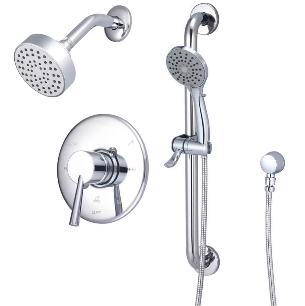 SHOWER TRIM SET-METAL LVR HDL SHWR W/HANDHELD SET-CP