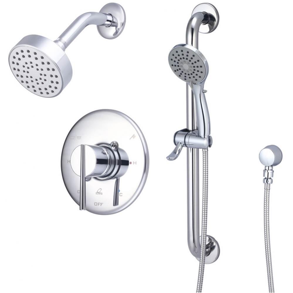 SHOWER TRIM SET-METAL LVR HDL SHWR W/HANDHELD SET-CP