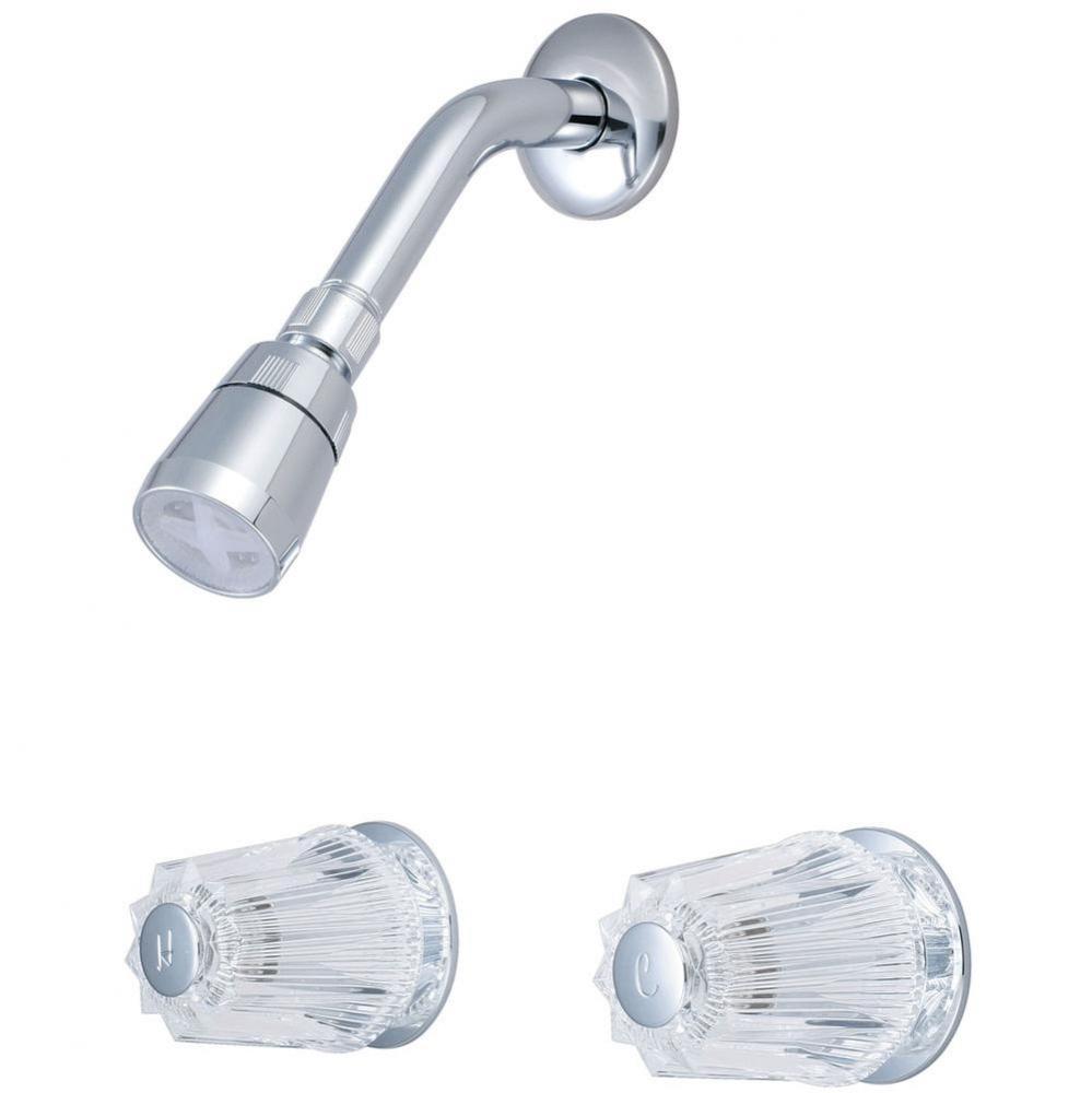 SHOWER SET-8'' TWO ACRYLIC ROUND HDL SINGLE FUNC SHWR-CP