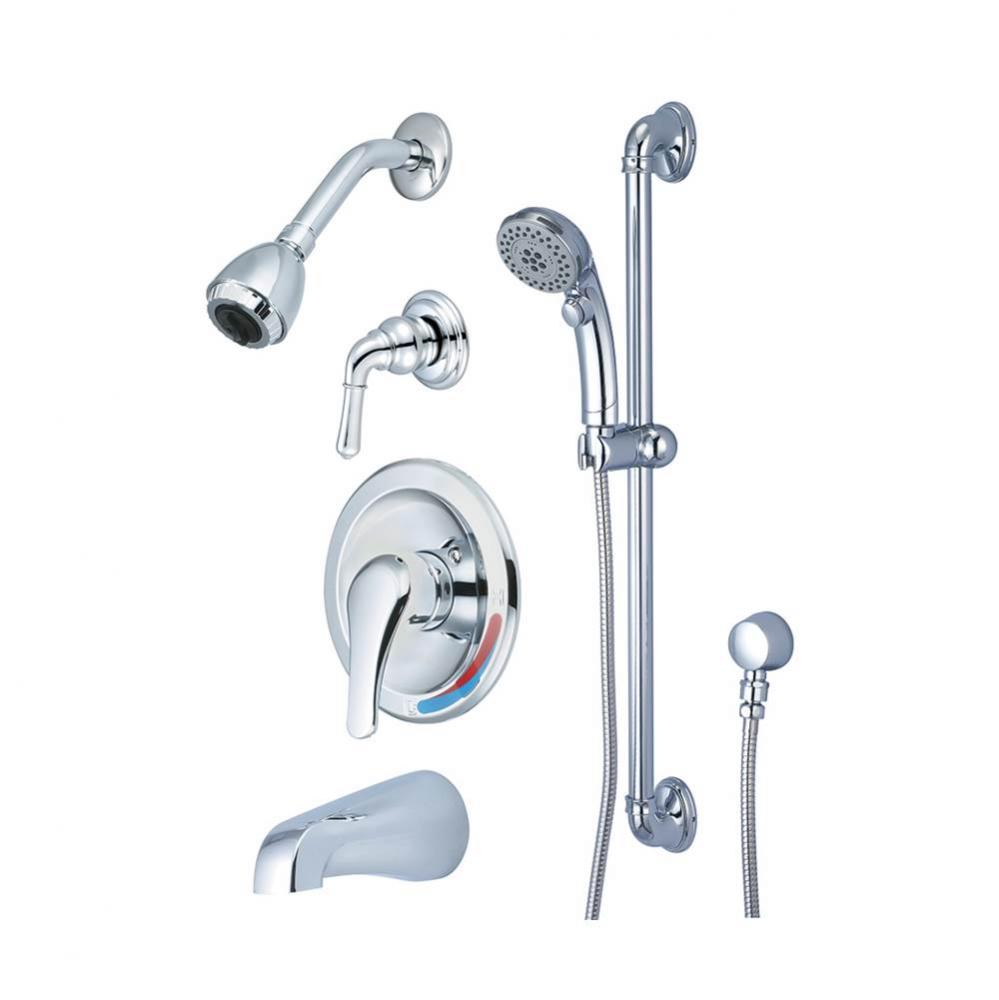 TUB and SHWR TRIM SET-METAL LVR HDL DVR VLV TRIM COMBO DVR TUB SPT SHWR W/HANDHELD SET-CP