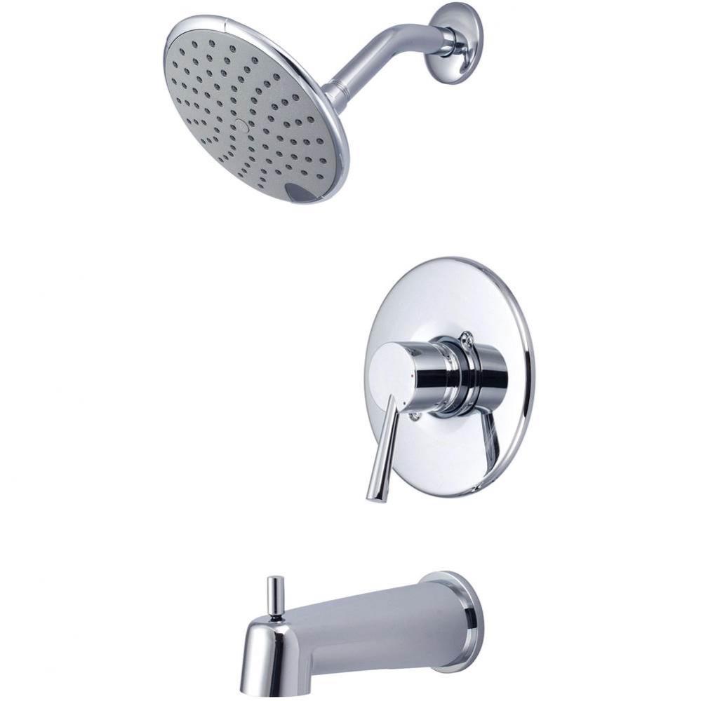 TUB and SHWR TRIM SET-LVR HDL EXT. COMBO DVR TUB SPT W/ESCUTCHEON SINGLE FUNC RAIN SHWR-CP