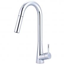 Olympia K-5025 - KITCHEN-1 OR 3 HOLE SINGLE LVR HDL GOOSENECK SPT W/PULL-DOWN SPRAY HEAD 3/8'' FLEX-CP