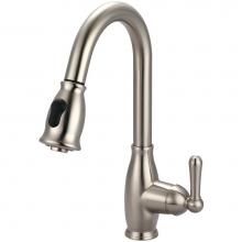 Olympia K-5040-E1.5-BN - Kitchen-1 Or 3 Hole Single Lvr Hdl Gooseneck Spt W/Pull-Down Spray Head 3/8'' Flex 1.5 G