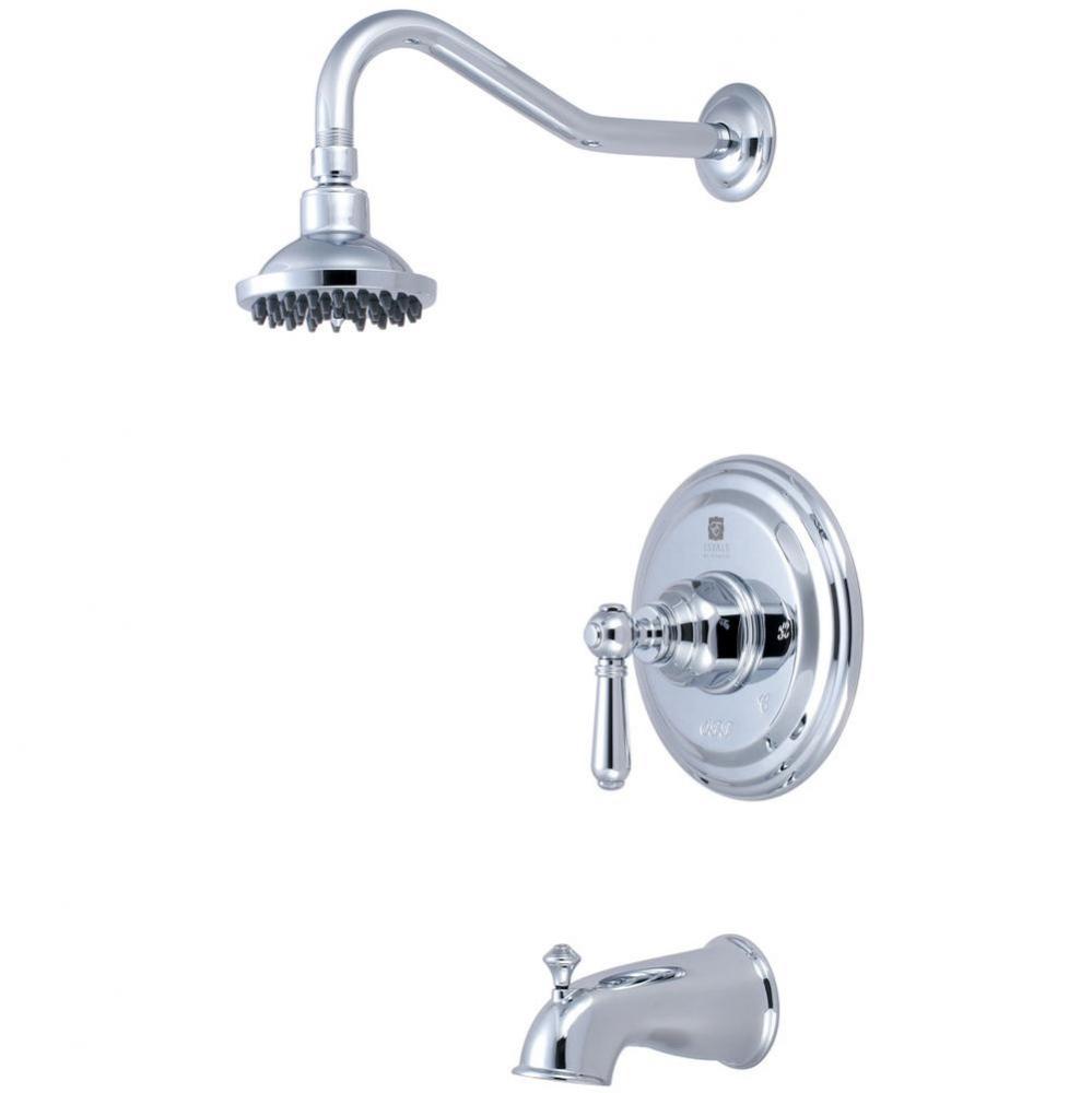 Tub and Shower Trim Set-Americana Lever Handle Combo Diverter Spout Single Func Shower-CP
