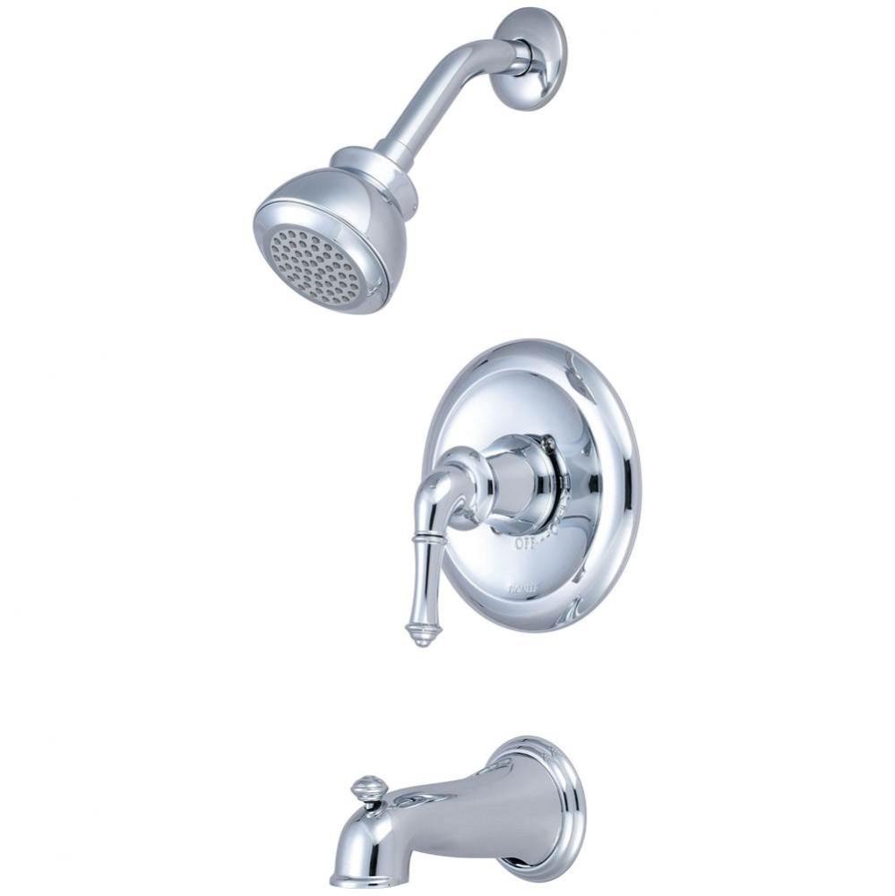 Tub and Shower Trim Set-Del Mar Lever Handle Combo Diverter Spout Single Func Shower-CP