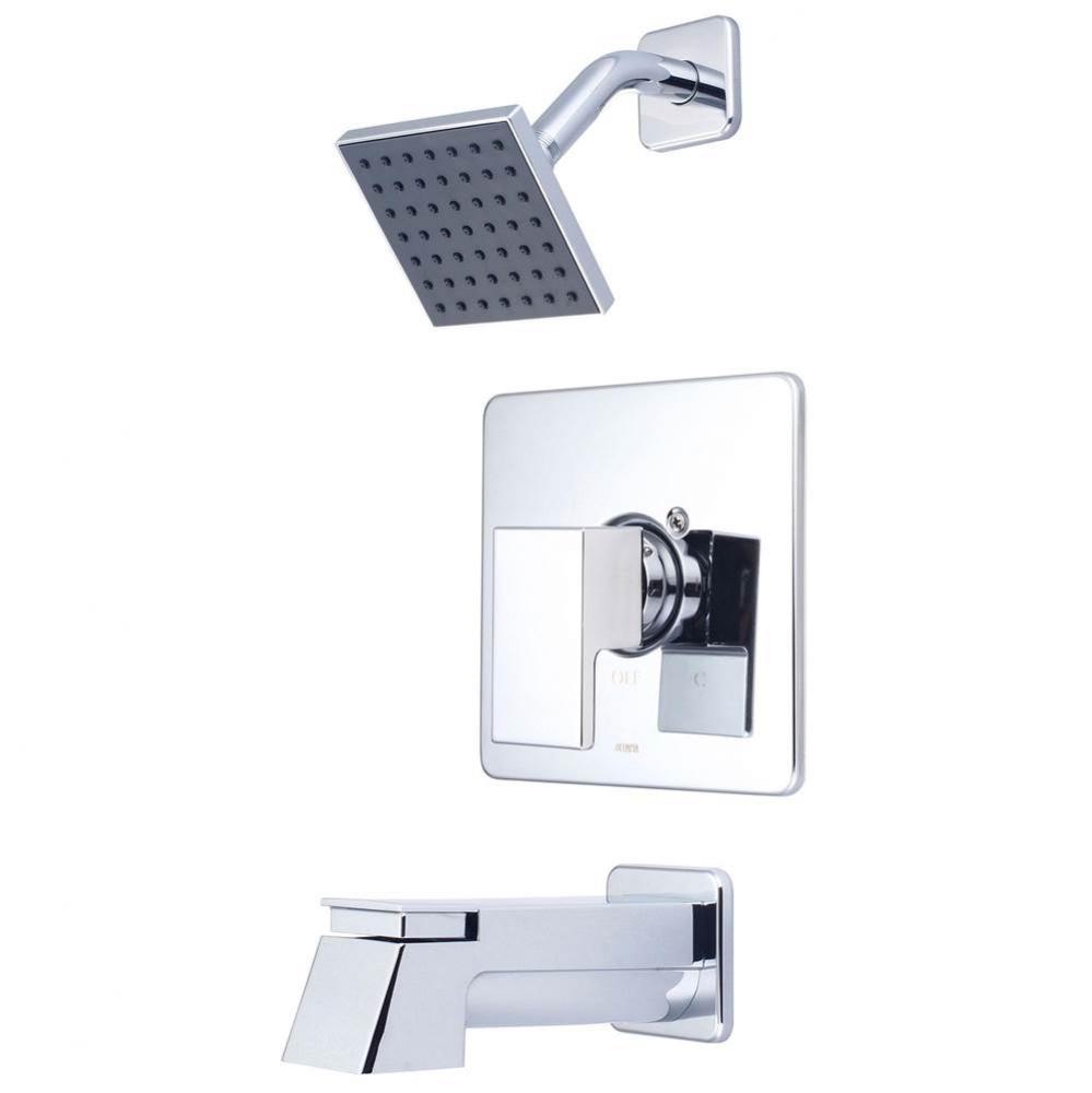 Tub and Shower Trim Set-Mod Lever Handle Extended Combo Diverter Tub Spout 4'' Square Sh