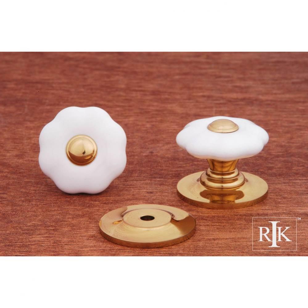 Flowery Porcelain Knob with Brass Tip