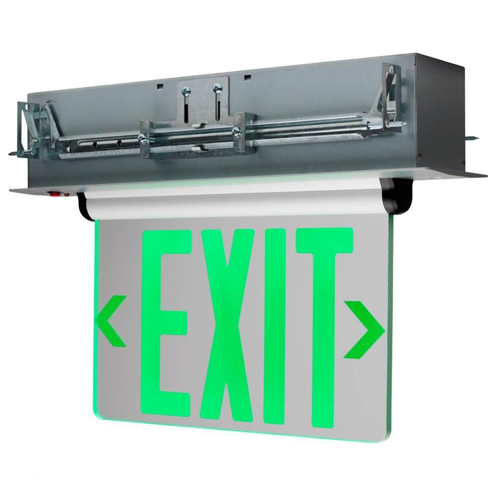 Green (Clear) Edge Lit LED Exit Sign; 2.94 Watts; Single Face; 120V/277 Volts; Clear Finish