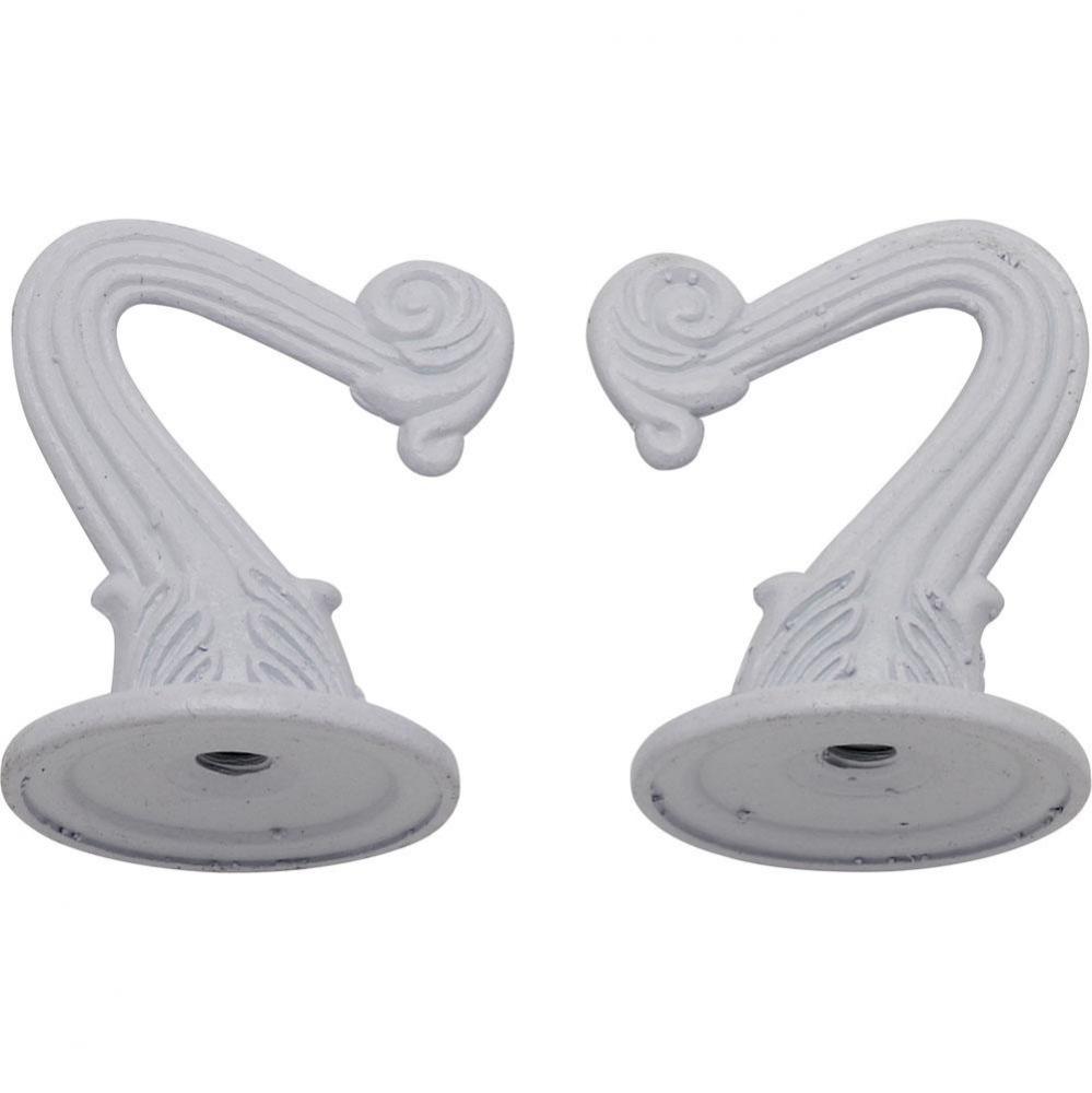 Two White Finish Metal Hook and Hard