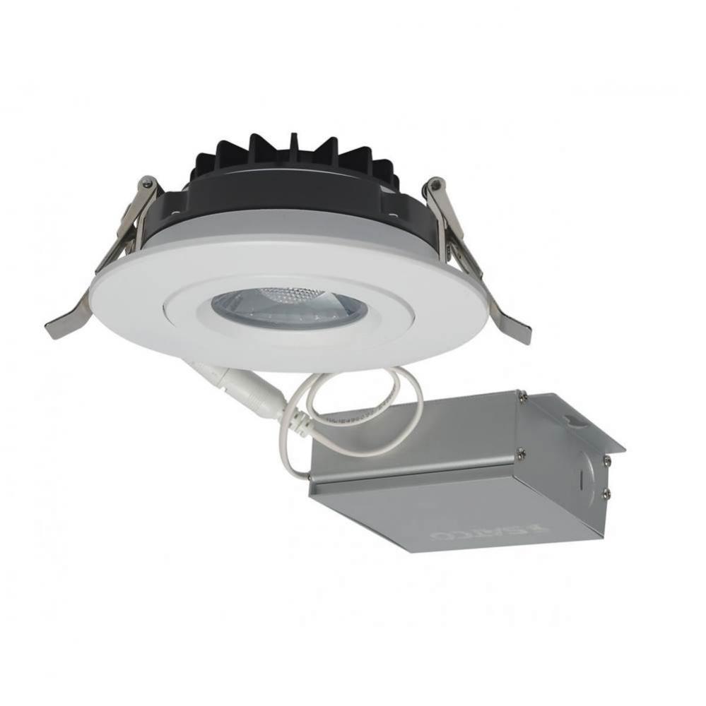 12 W LED Direct Wire Downlight, Gimbaled, 4'', 3000K, 120 V, Dimmable, Round, Remote Dri