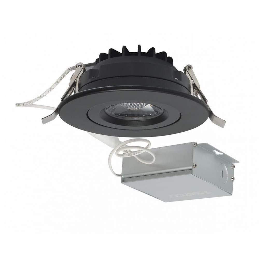 12 W LED Direct Wire Downlight, Gimbaled, 4'', 3000K, 120 V, Dimmable, Round, Remote Dri