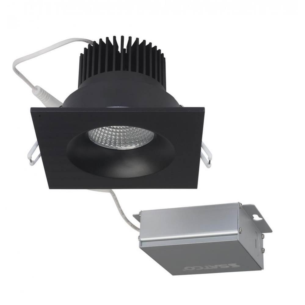 12 W LED Direct Wire Downlight, 3.5'', 3000K, 120 V, Dimmable, Square, Remote Driver, Bl