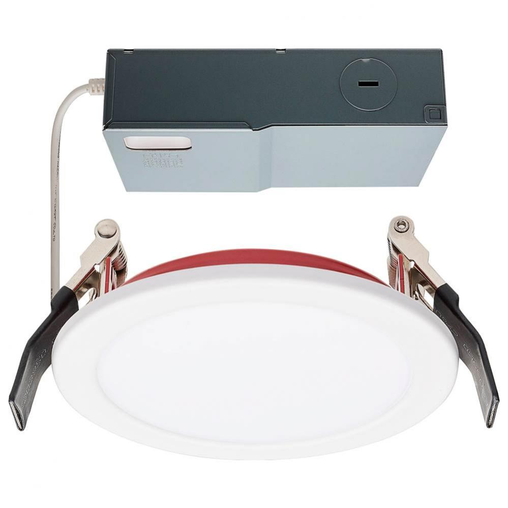 10 Watt LED; Fire Rated 4 Inch Direct Wire Downlight; Round Shape; White Finish; CCT Selectable; 1