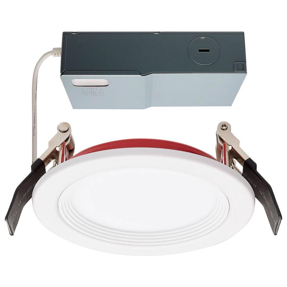 10 Watt LED; Fire Rated 4 Inch Direct Wire Downlight; Round Shape; White Finish; CCT Selectable; 1