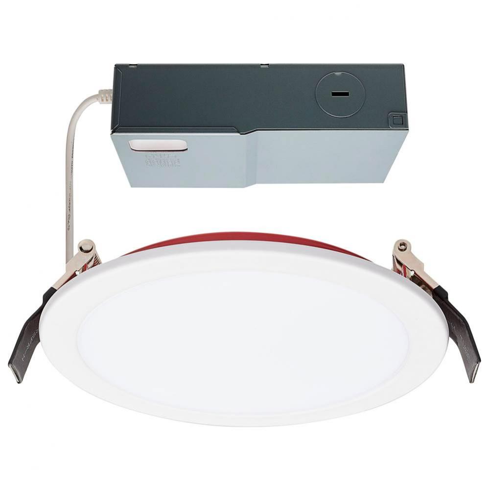 13 Watt LED; Fire Rated 6 Inch Direct Wire Downlight; Round Shape; White Finish; CCT Selectable; 1