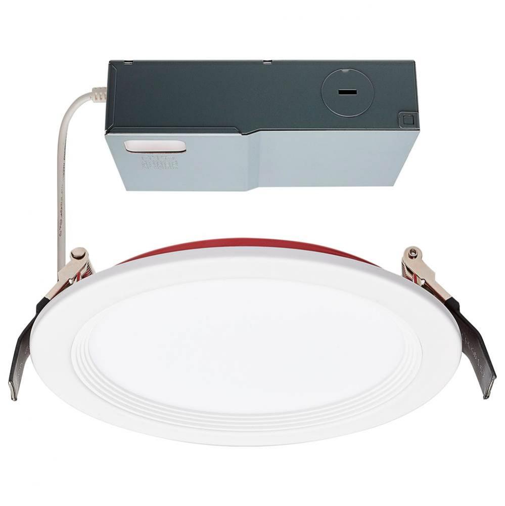 13 Watt LED; Fire Rated 6 Inch Direct Wire Downlight; Round Shape; White Finish; CCT Selectable; 1
