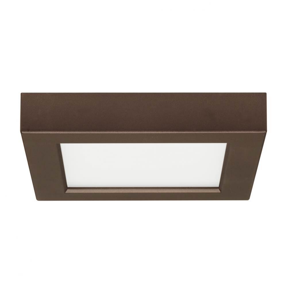 10.5 W 5.5'' Flush Mount LED Fixture, 3000K, Square Shape, Bronze Finish, 120 V