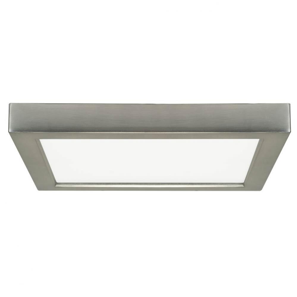 18.5 watt; 9'' Flush Mount LED Fixture; 3000K; Square Shape; Brushed Nickel Finish;