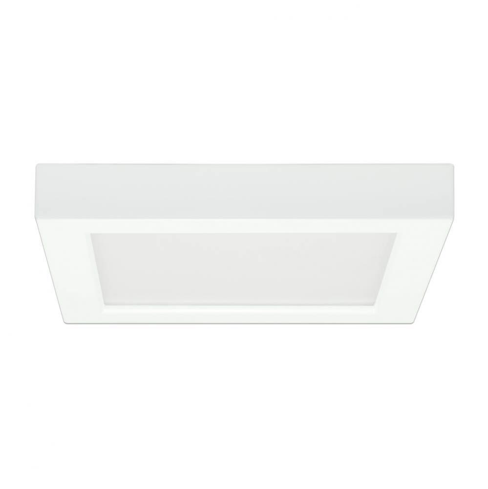 13.5 W 7'' Flush Mount LED Fixture, 2700K, Square Shape, White Finish, 120 V