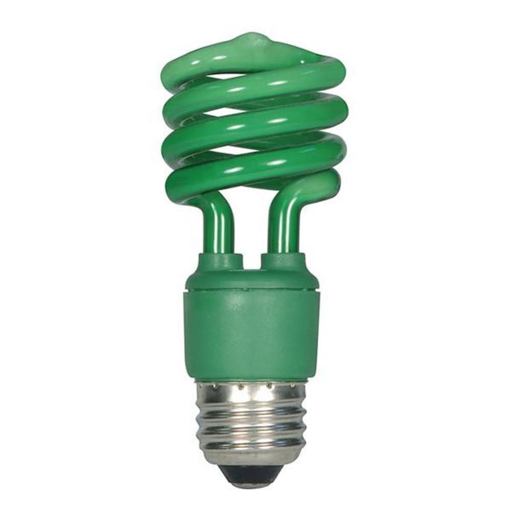 13 watt; Mini Spiral Compact Fluorescent; Green; Medium base; 120