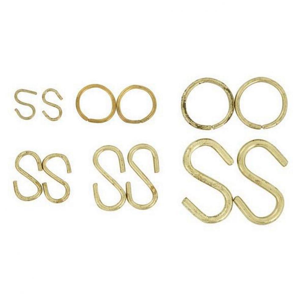12 Assorted Brass ''S'' Hooks and Rings