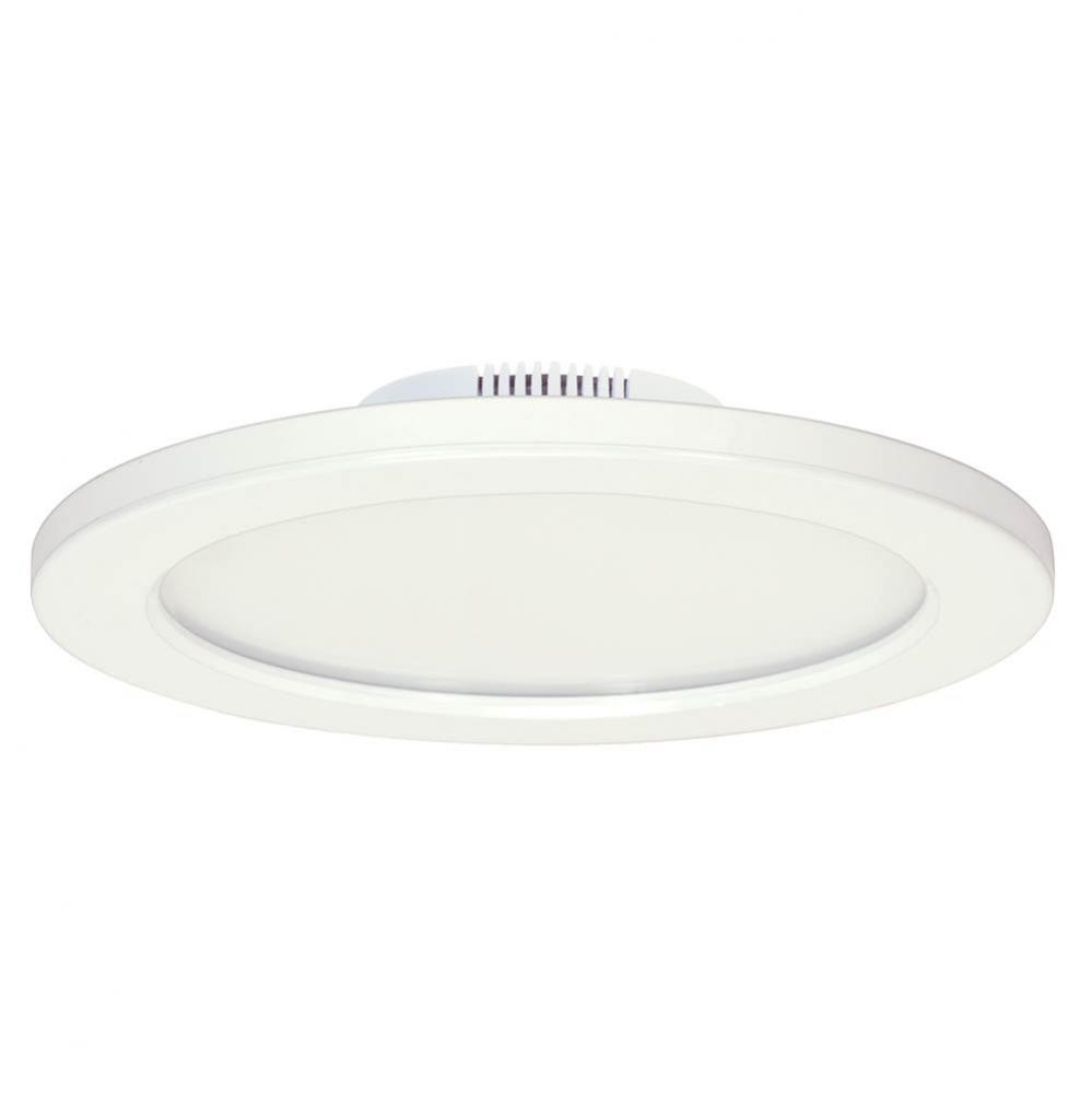 16 W 9'' Flush Mount LED Fixture, 3000K, White Finish, 120/277 V