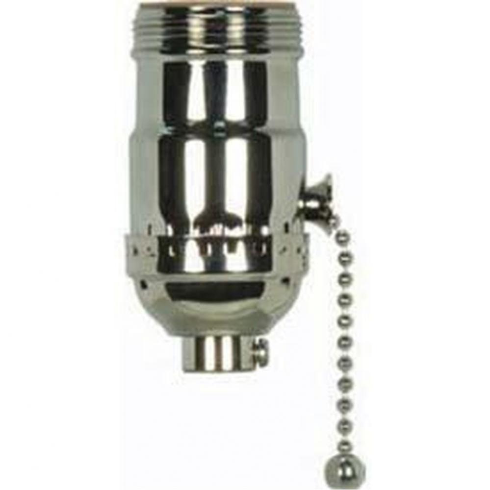 Polished Nickel Finish Stamped Brass Pull Chain Socket with Ball