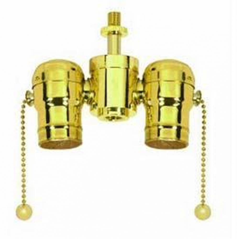 Polished Brass 2 Light Cluster with 2 Pc Socket