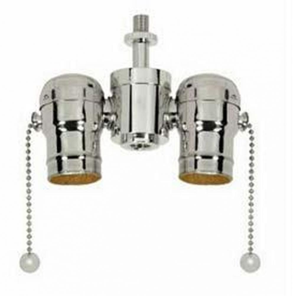 Polished Nickel 2 Light Cluster with 2 Pc Socket