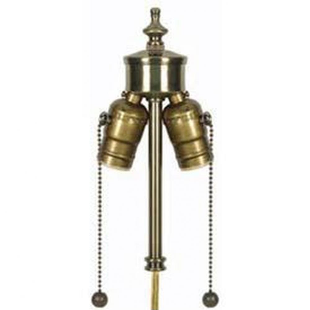 Antique Brass 2 Light P/c Cluster with Metal