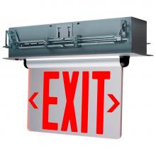 Satco 67-114 - Red (Clear) Edge Lit LED Exit Sign; 3.14 Watts; Single Face; 120V/277 Volts; Clear Finish