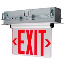 Satco 67-117 - Red (Mirror) Edge Lit LED Exit Sign; 3.14 Watt; Dual Face; 120/277 Volts; Silver Finish