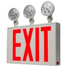 Satco 67-124 - Combination Red Exit Sign/Emergency Light, 90min Ni-Cad backup, 120/277V, Tri Head, Single/Dual Fa