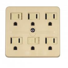 Satco 90-2630 - Ivory 6 Outlets Grd Adapter