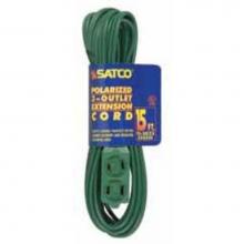 Satco 93-5023 - 15 ft Green Extension Cord 16/2