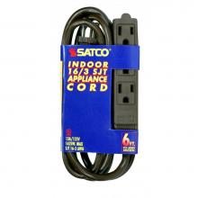 Satco 93-5044 - 6 ft 16/3 Sjt Brown 3 Wire Grd