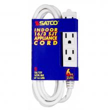 Satco 93-5045 - 6 ft 16/3 Sjt White 3 Wire Grd
