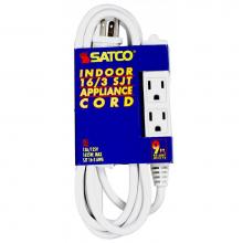 Satco 93-5047 - 9 ft 16/3 Sjt White 3 Wire Grd