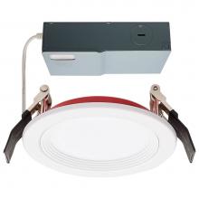 Satco S11865 - 10 Watt LED; Fire Rated 4 Inch Direct Wire Downlight; Round Shape; White Finish; CCT Selectable; 1