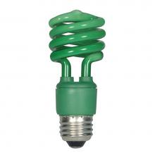 Satco S5513 - 13 watt; Mini Spiral Compact Fluorescent; Green; Medium base; 120