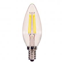 Satco S9877 - 4 watt B10 LED; Clear; Candelabra base; 2700K; 300 lumens; 120