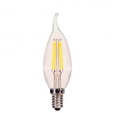 Satco S9923 - 3.5 watt CA11 LED; Clear; Candelabra base; 2700K; 350 lumens; 120